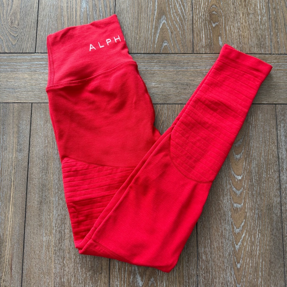 EUC Alphalete Red Leggings and Bra Set Small